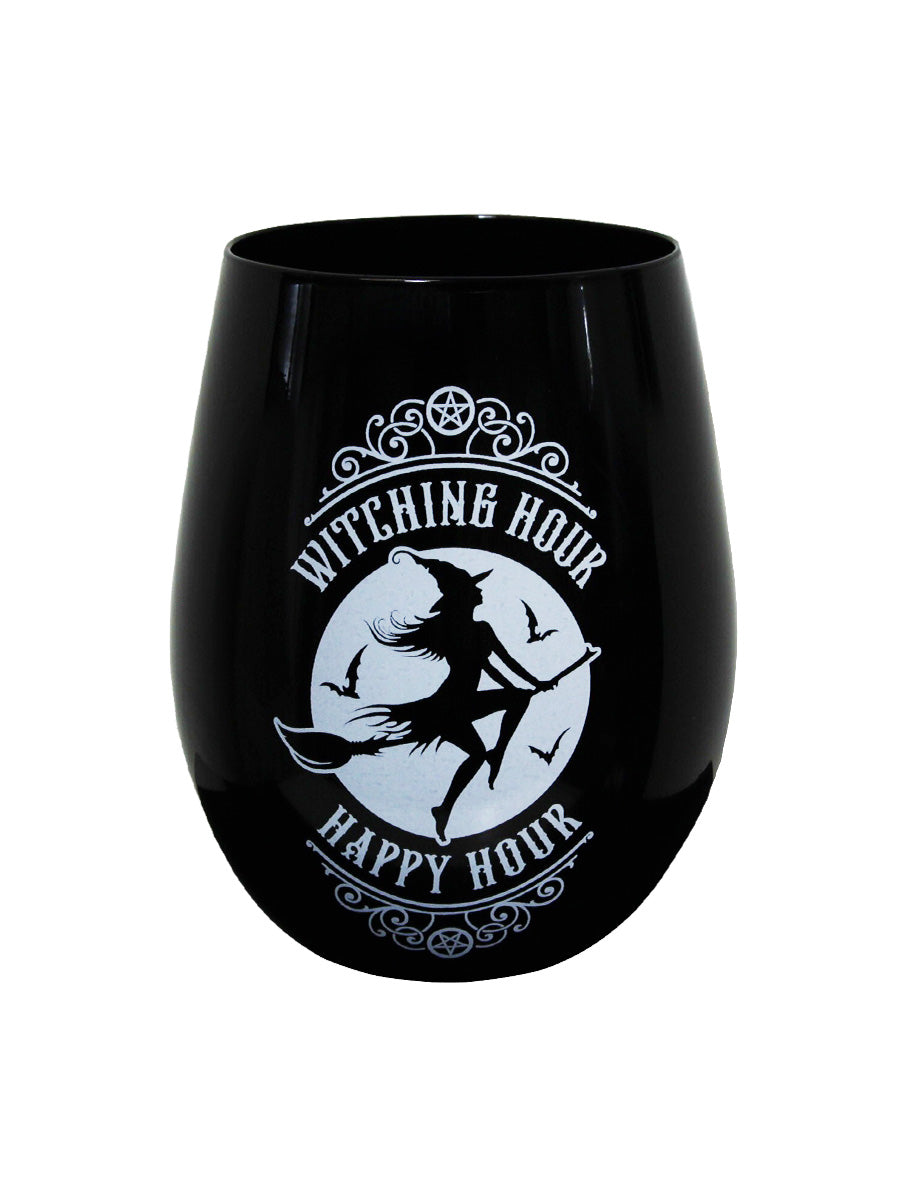 Witching Hour Happy Hour Black Stemless Drinking Glass