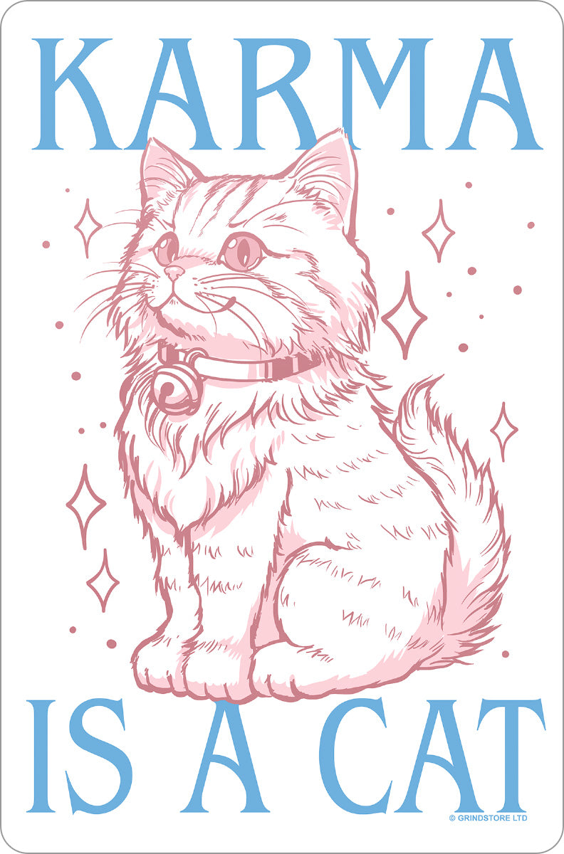 Karma Is A Cat Greet Tin Card