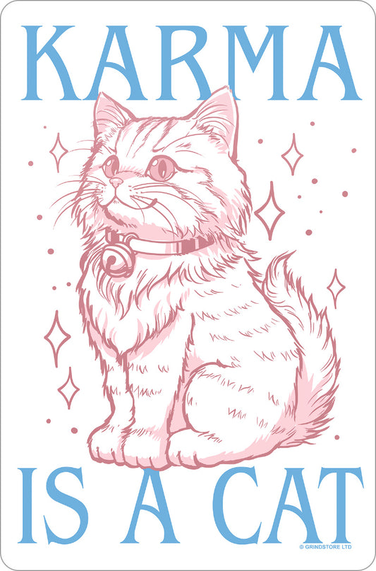 Karma Is A Cat Greet Tin Card