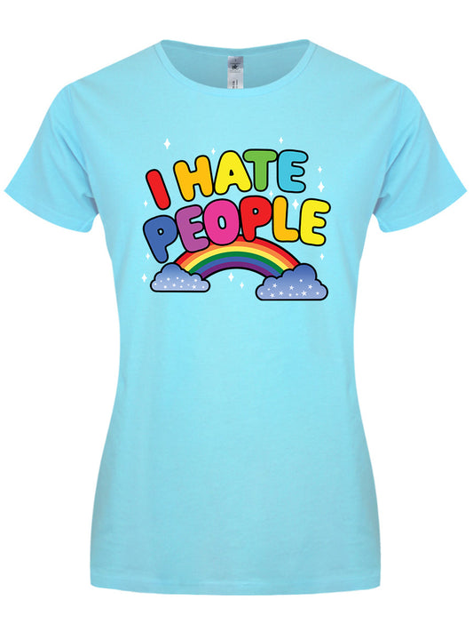 I Hate People Ladies Turquoise T-Shirt