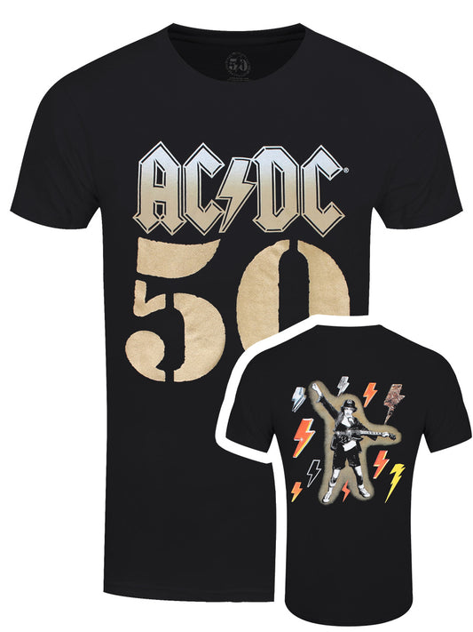 AC/DC Bolt Array 50th Anniversary Men's Black T-Shirt