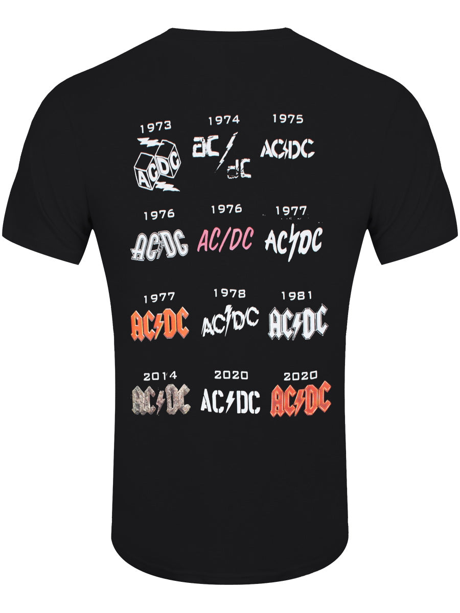 AC/DC Logo History 50th Anniversary Men's Black T-Shirt