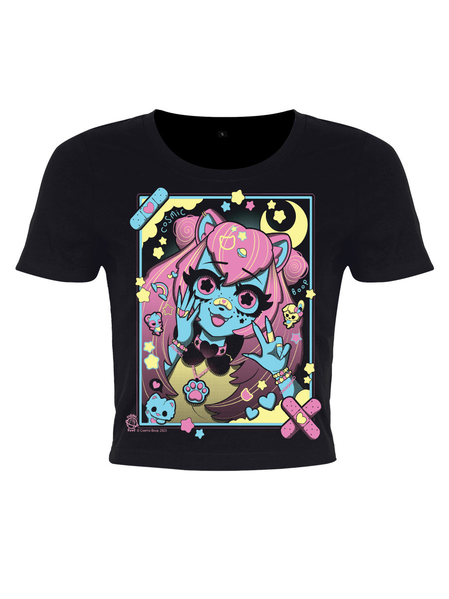 Cosmic Boop Anya Black Crop Top