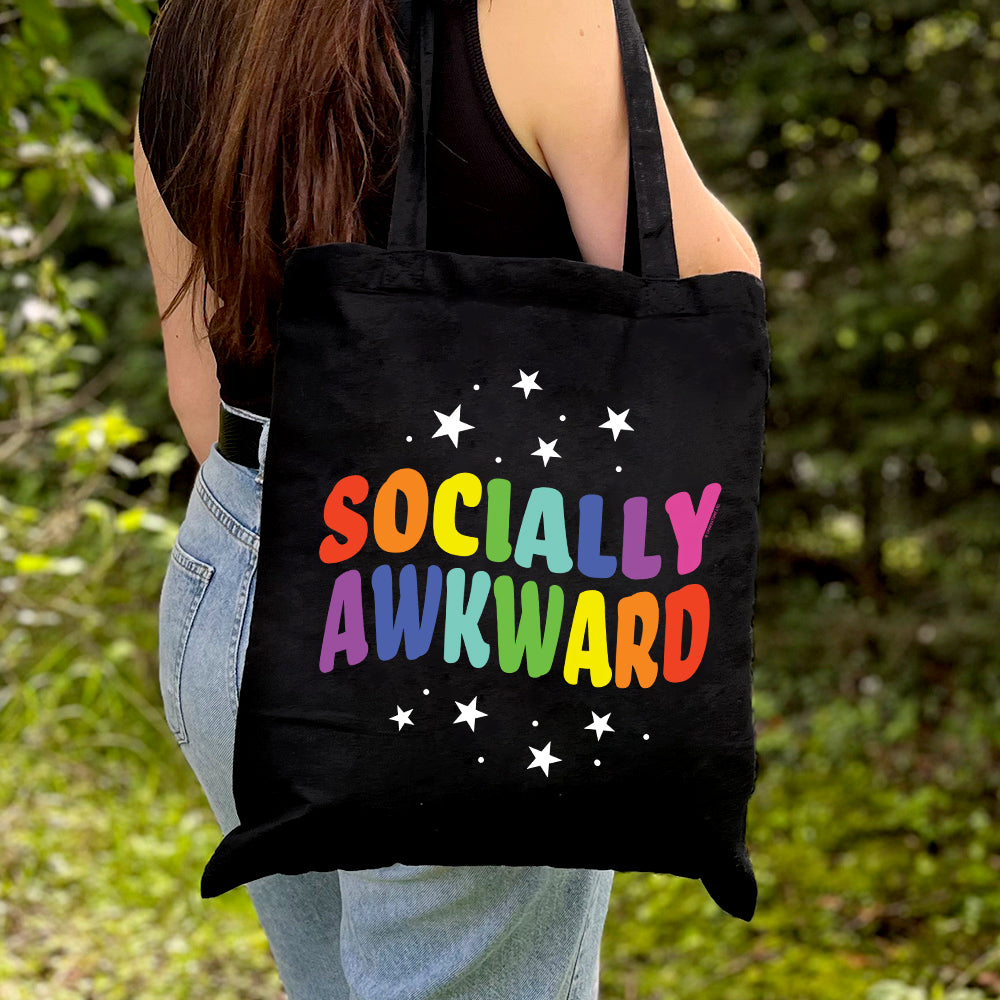 Socially Awkward Black Tote Bag