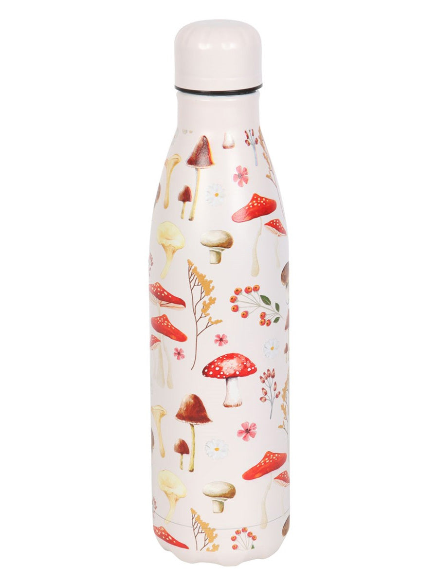 All Over Mushroom Print Metal Water Bottle