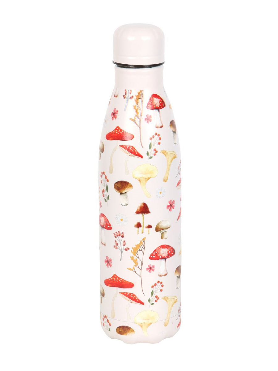 All Over Mushroom Print Metal Water Bottle