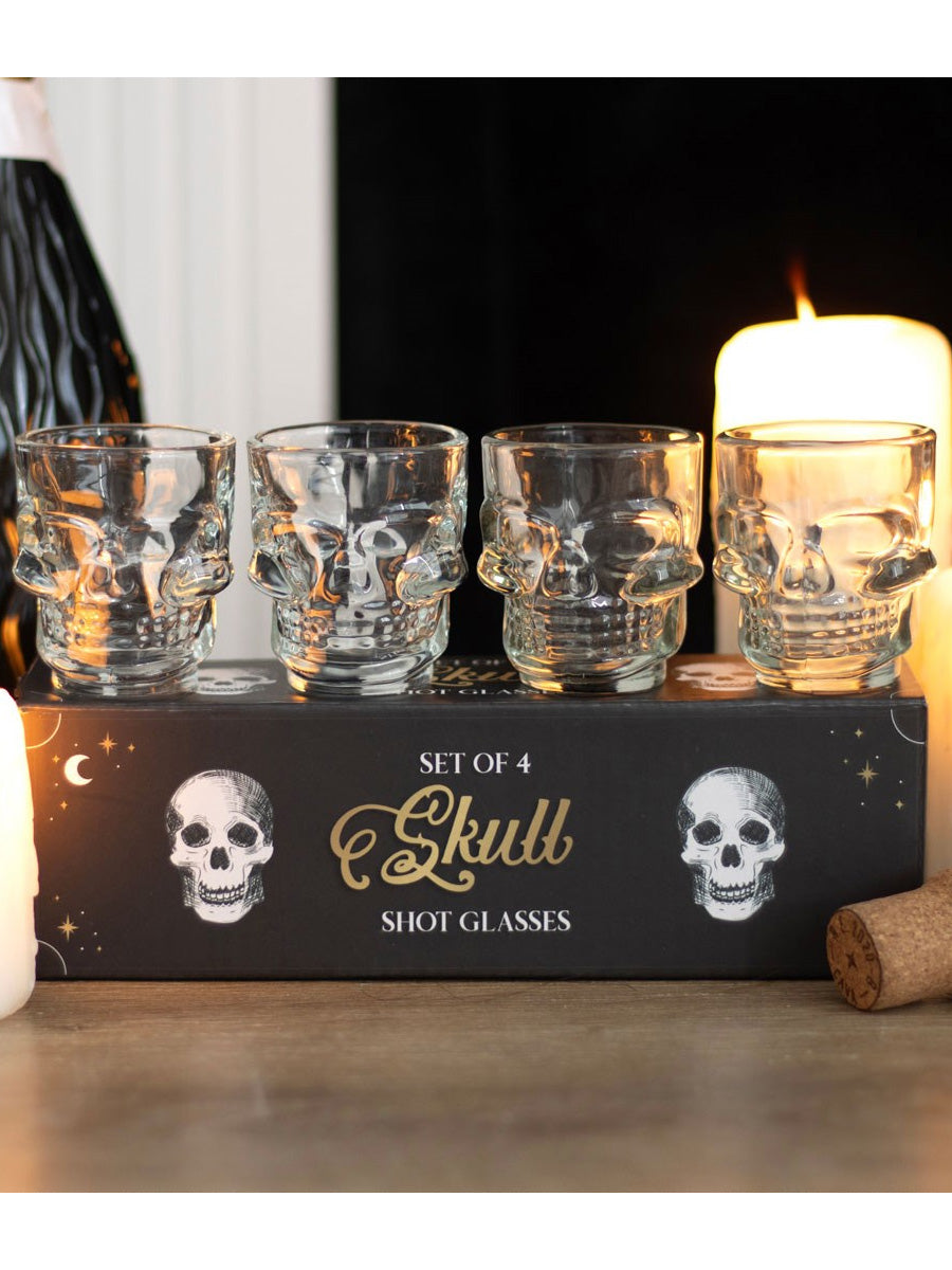 Set of 4 Skull Shot Glasses Set