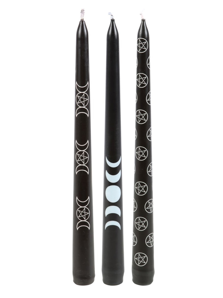 Set of 3 Black Magic Mystical Taper Candles