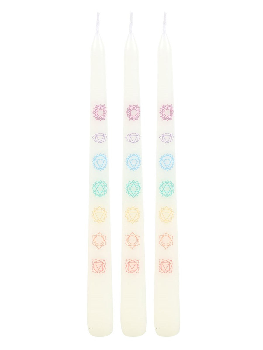 Set of 3 Chakra Balancing Taper Dinner Candles