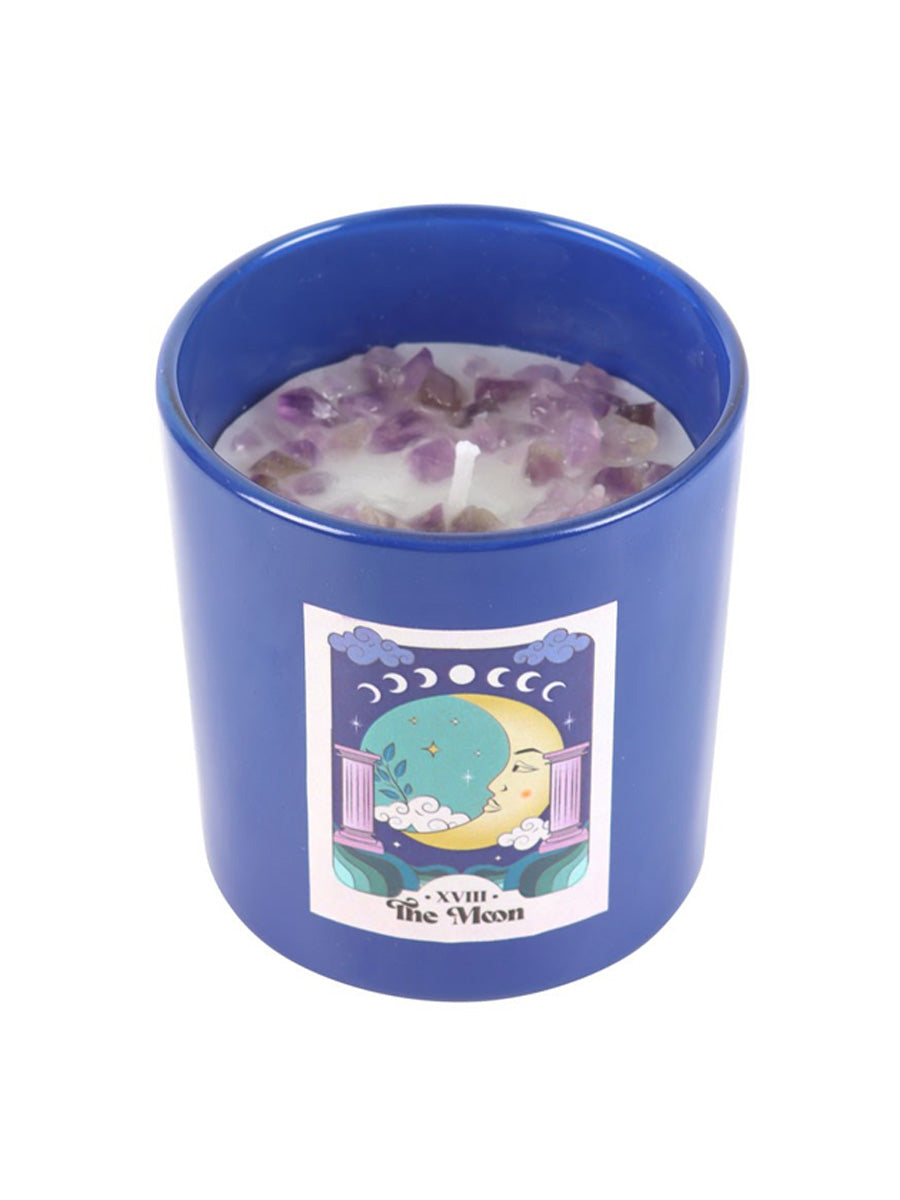 The Moon Amethyst Crystal Chip Candle