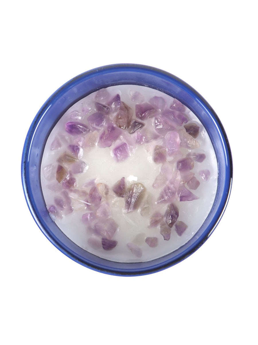 The Moon Amethyst Crystal Chip Candle