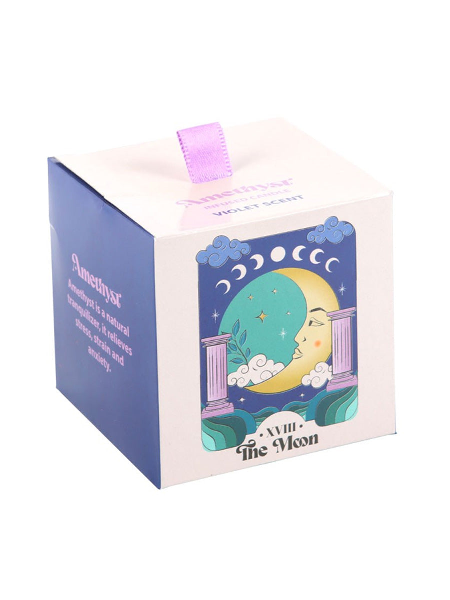 The Moon Amethyst Crystal Chip Candle
