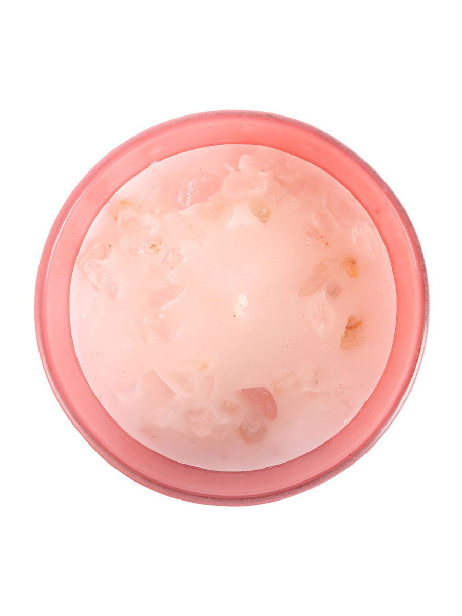 The Sun Rose Quartz Crystal Chip Candle