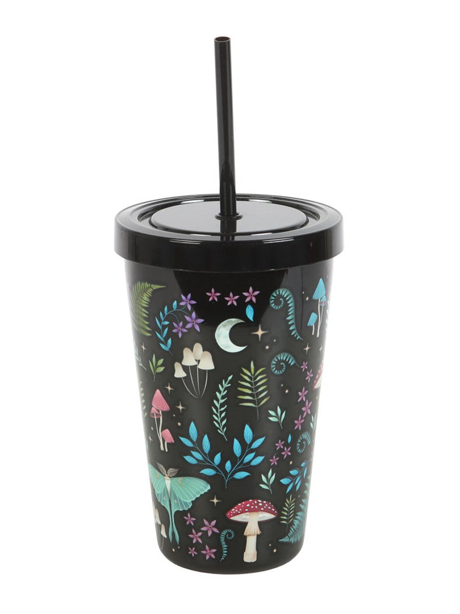 Dark Forest Print Plastic Tumbler with Straw