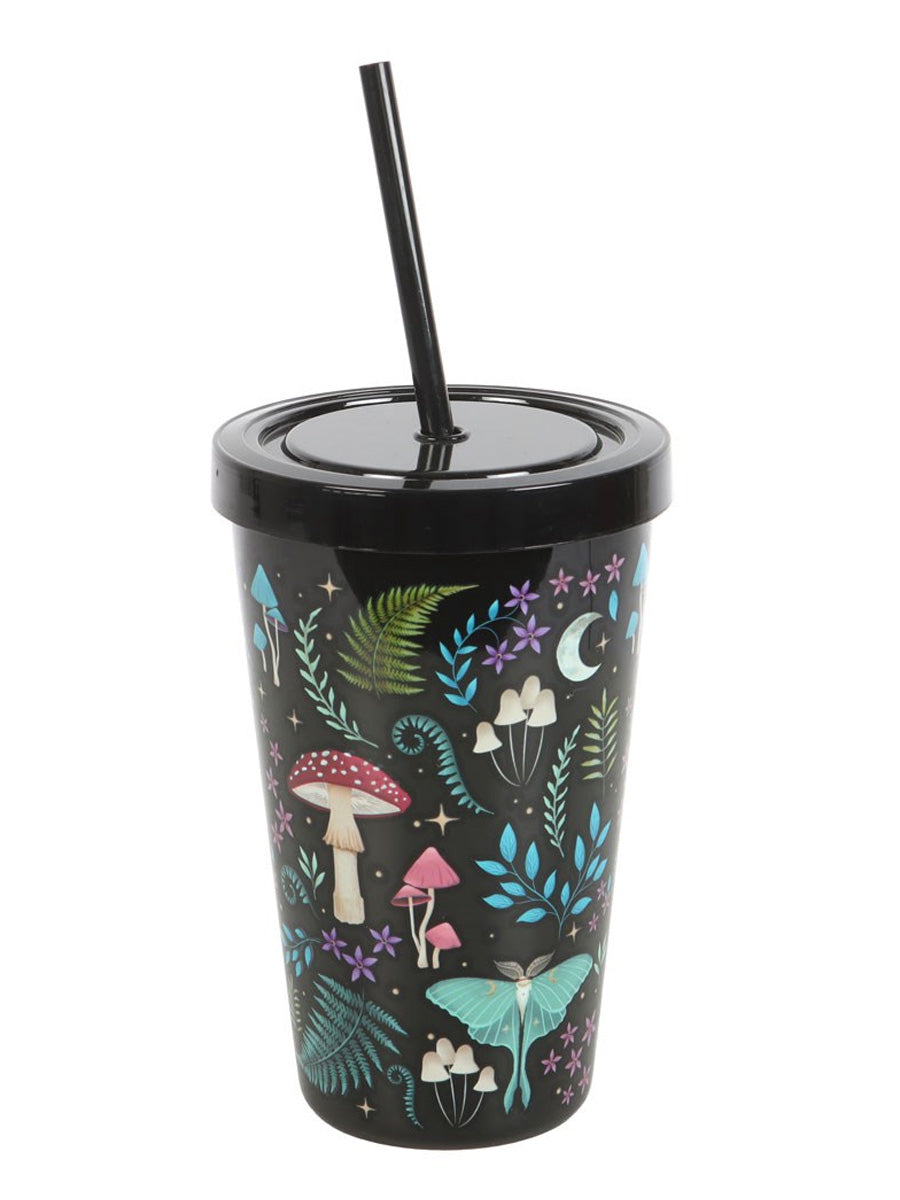 Dark Forest Print Plastic Tumbler with Straw