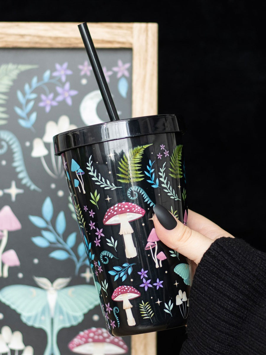 Dark Forest Print Plastic Tumbler with Straw