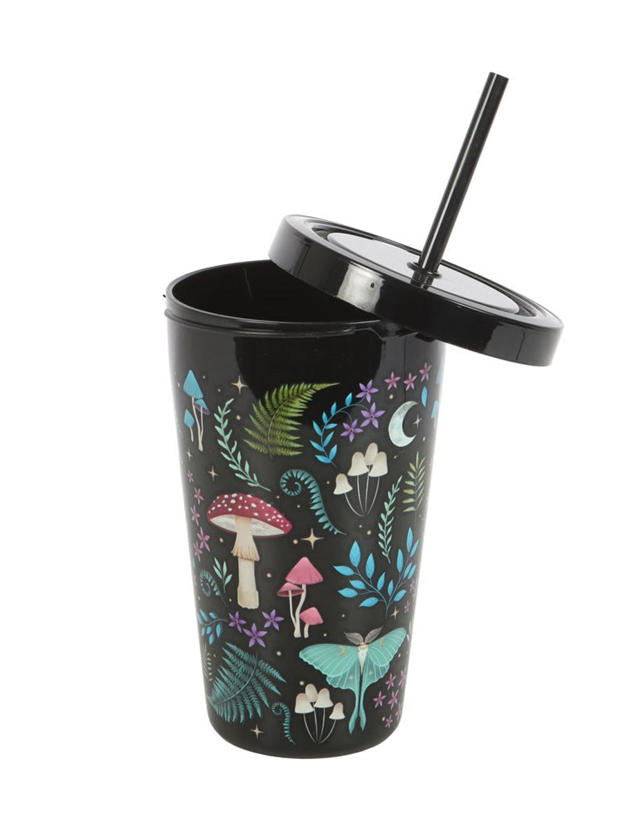Dark Forest Print Plastic Tumbler with Straw