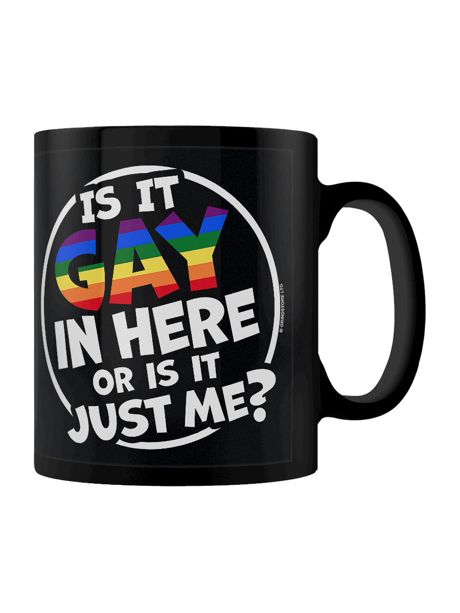 Is It Gay In Here Or Is It Just Me? Black Mug