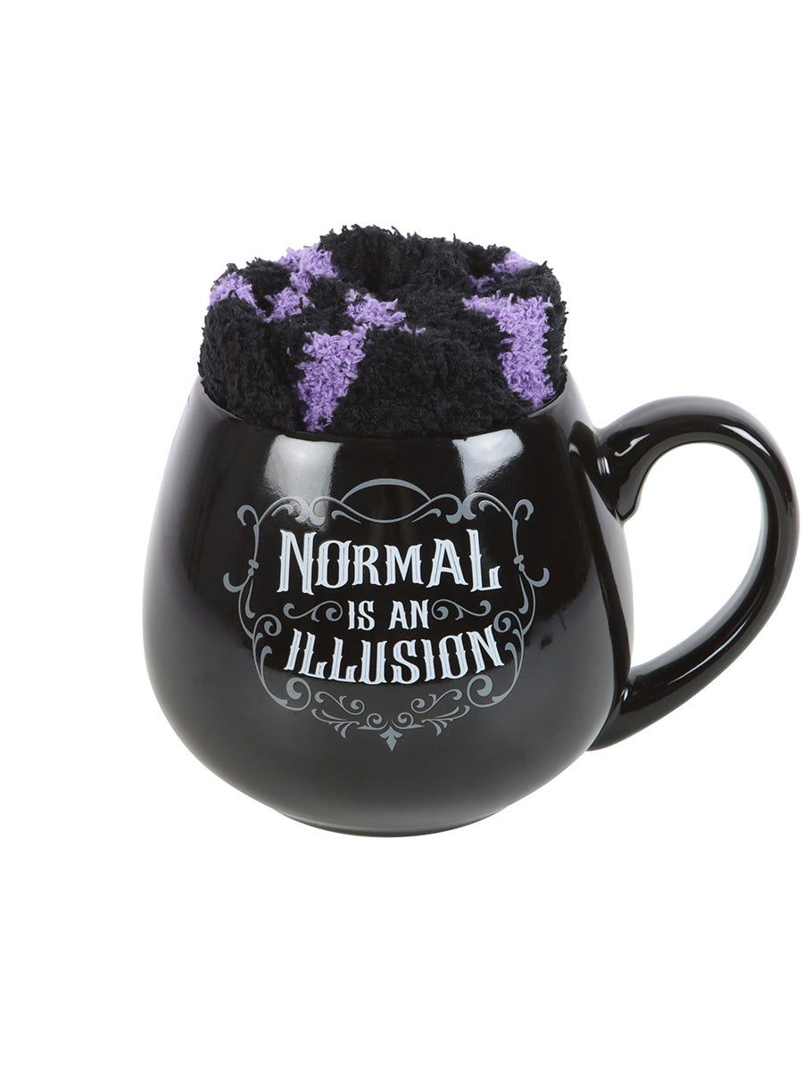 Normal is an Illusion Gothic Mug and Socks Set
