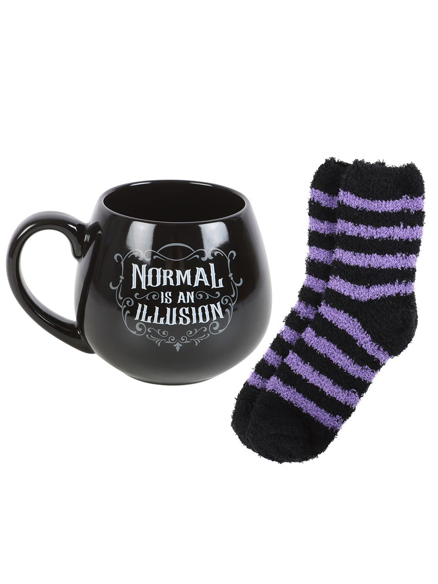 Normal is an Illusion Gothic Mug and Socks Set