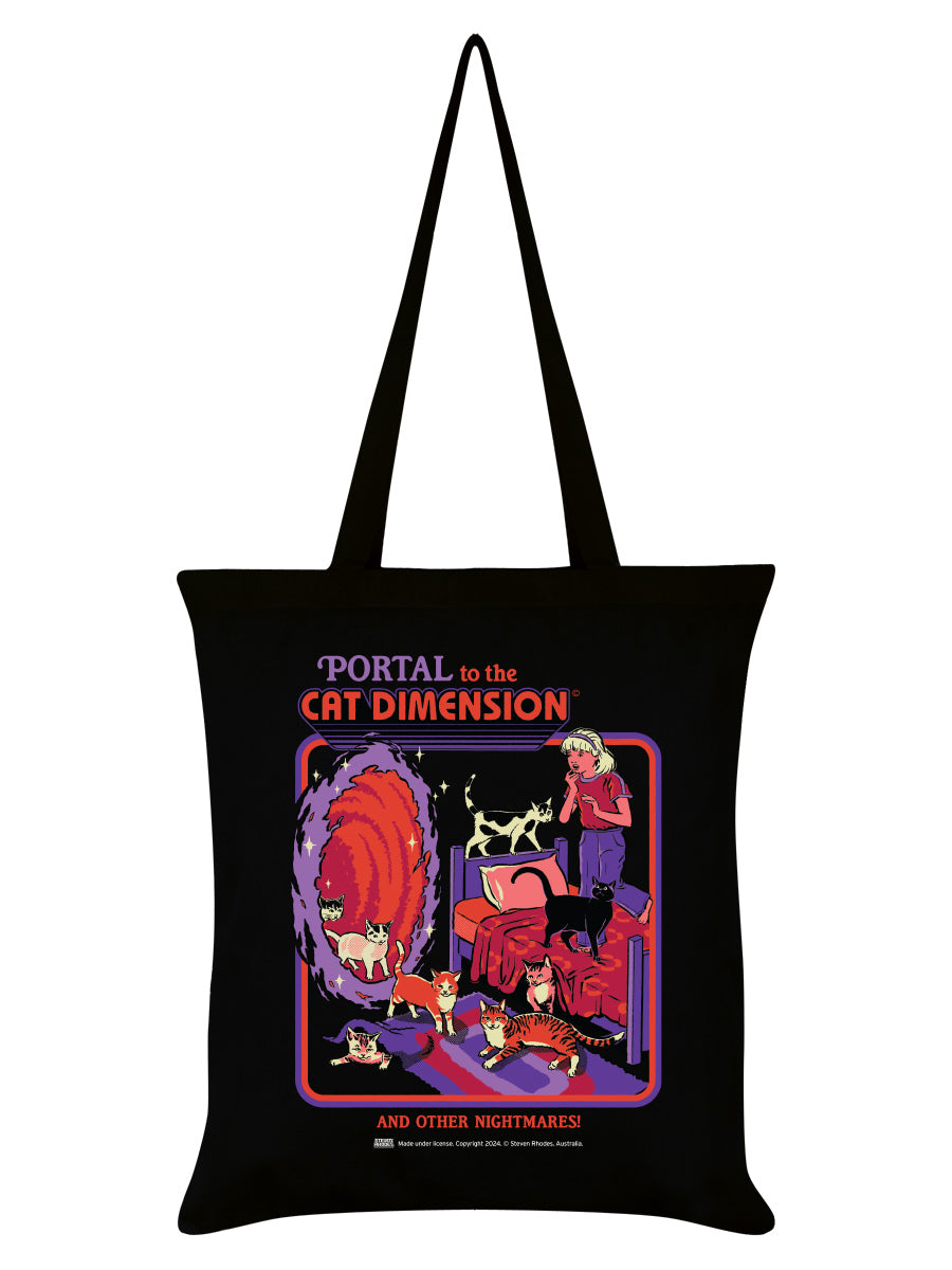 Steven Rhodes Portal To The Cat Dimension Black Tote Bag