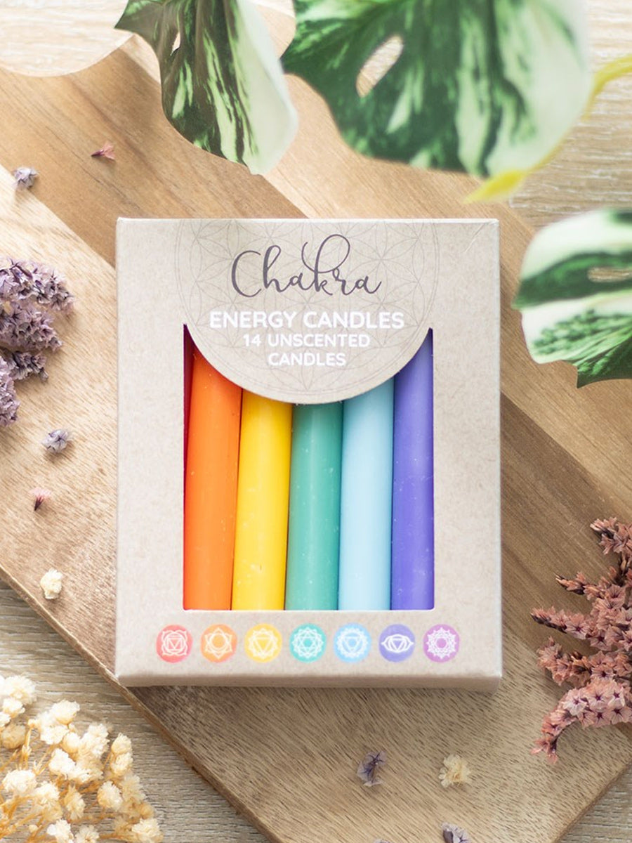 Pack of 14 Unscented Chakra Energy Candles