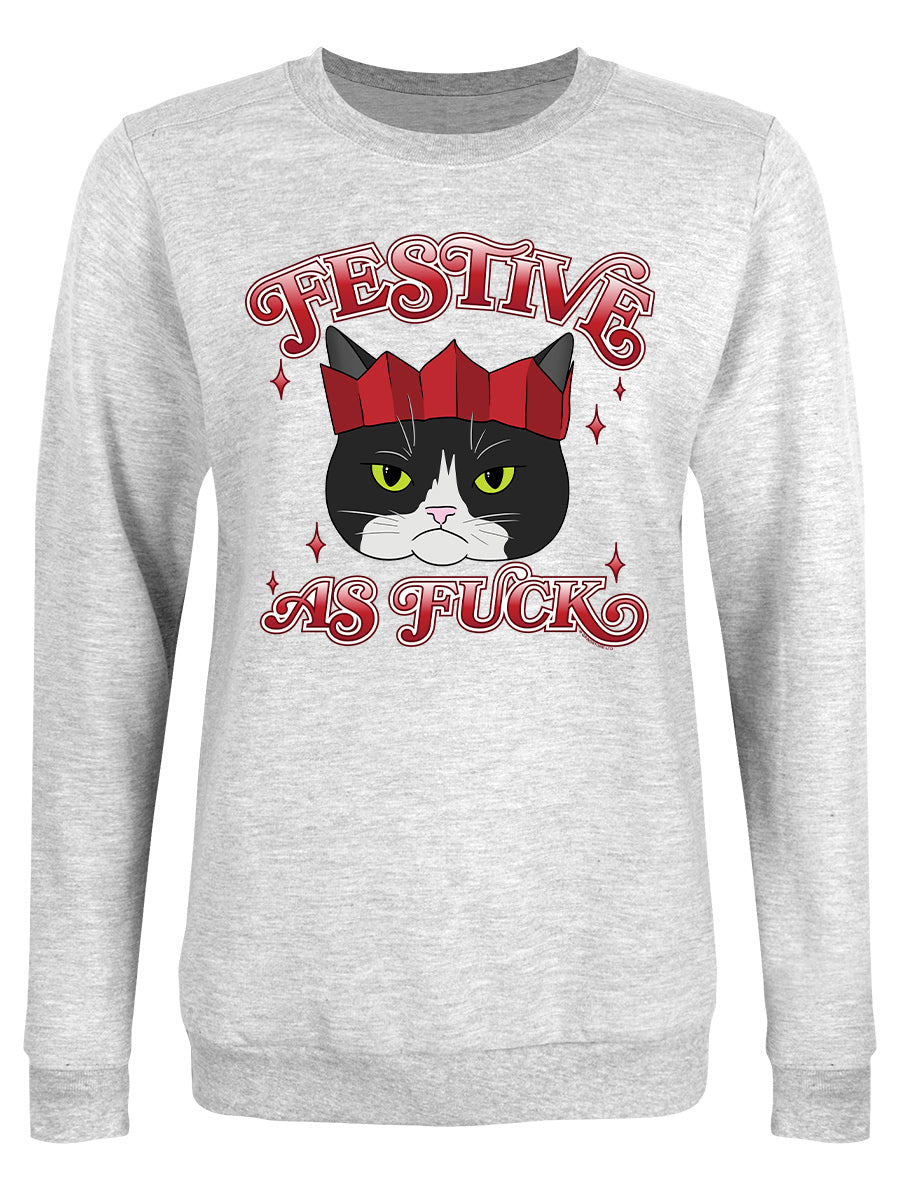 Festive As Fuck Cat Ladies Grey Christmas Jumper