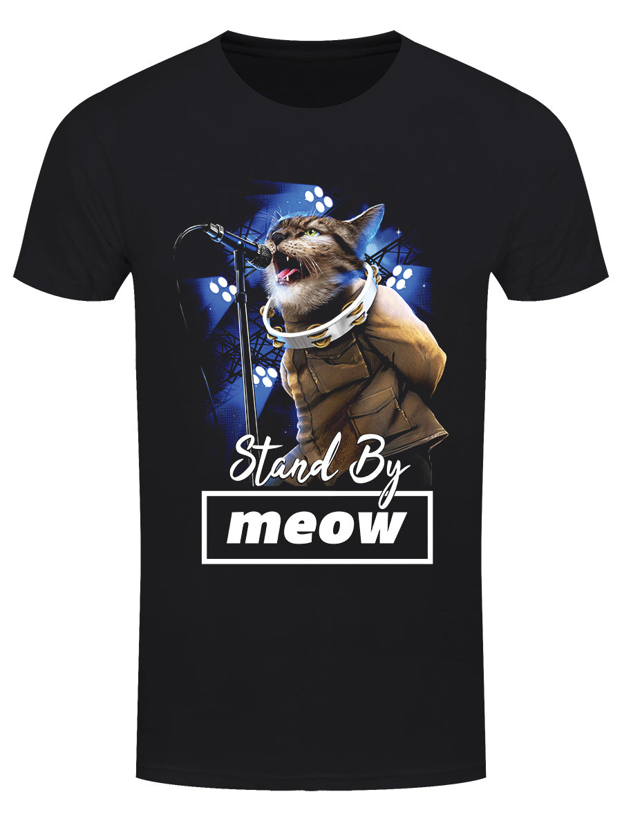 Playlist Pets Stand By Meow Men's Black T-Shirt - Main Image