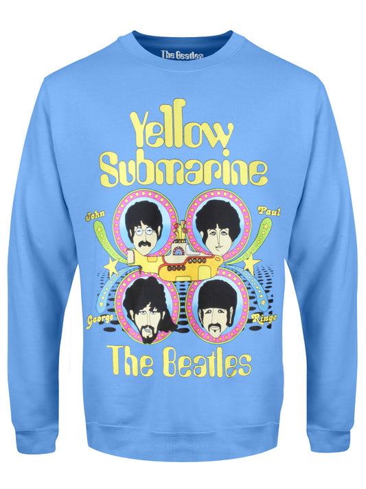 The Beatles Yellow Submarine Heads In Circles Men's Blue Sweater