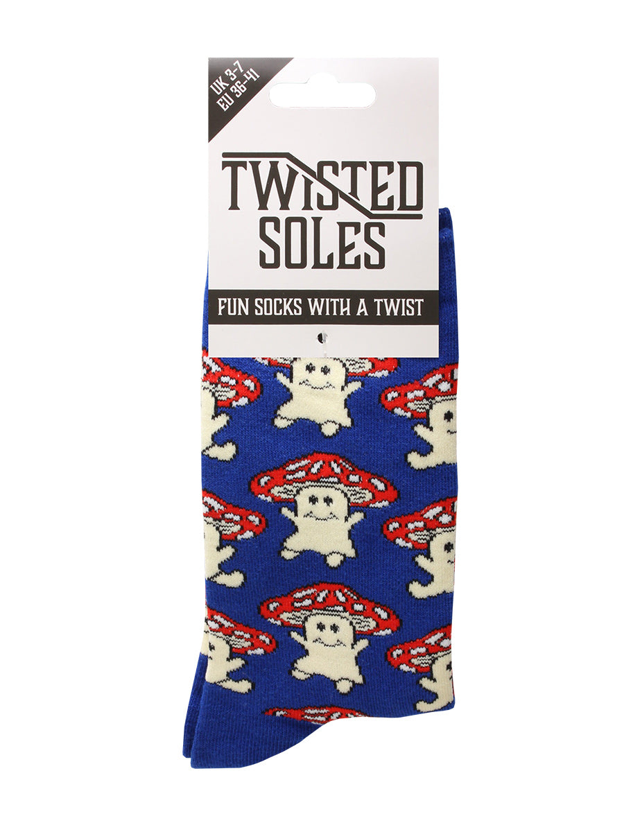 Twisted Soles Little Mushrooms Adult Socks (1 Pair) Size UK 3-7