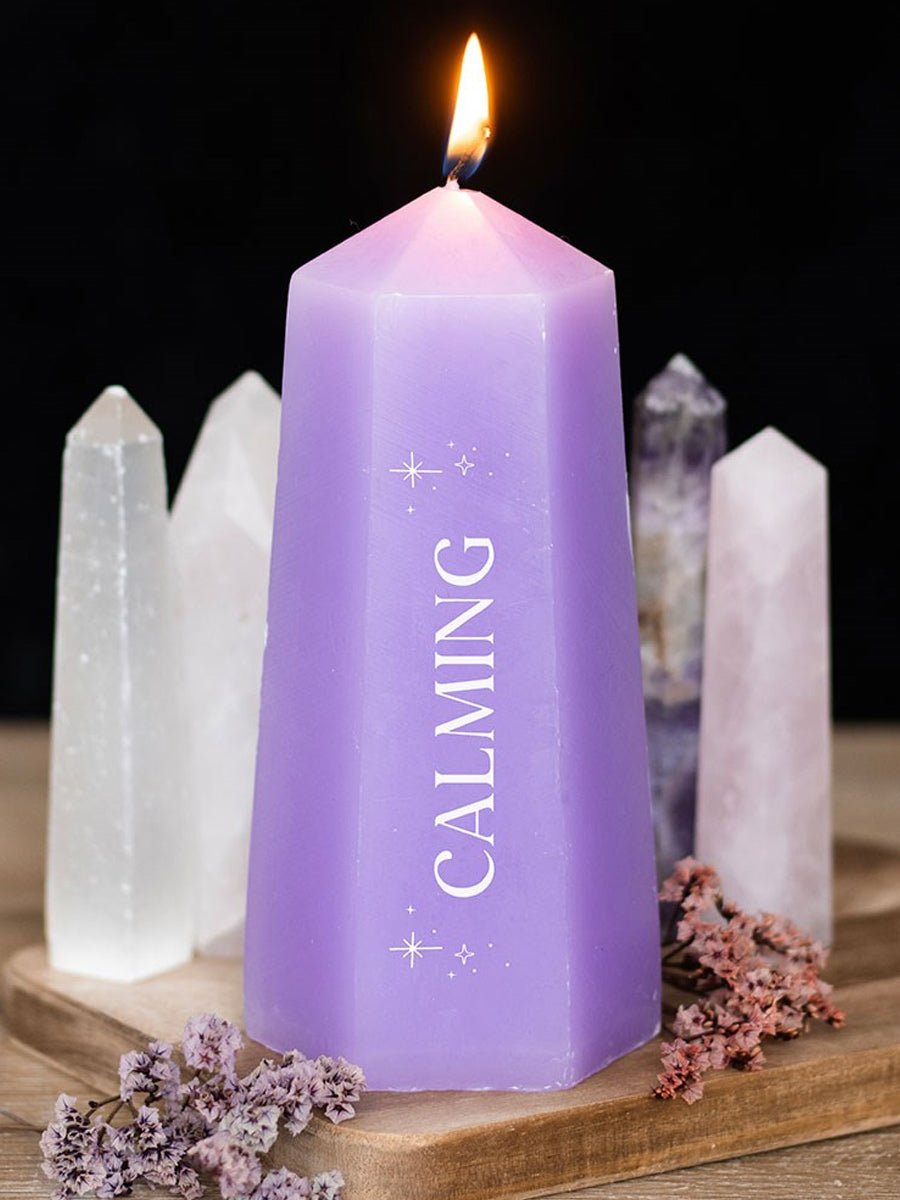 Calming Crystal Candle with Rough Amethyst