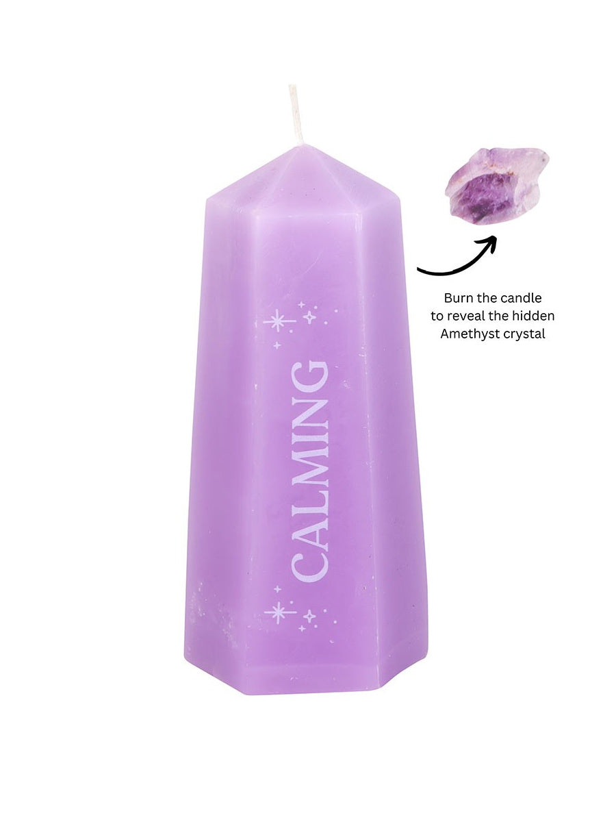 Calming Crystal Candle with Rough Amethyst
