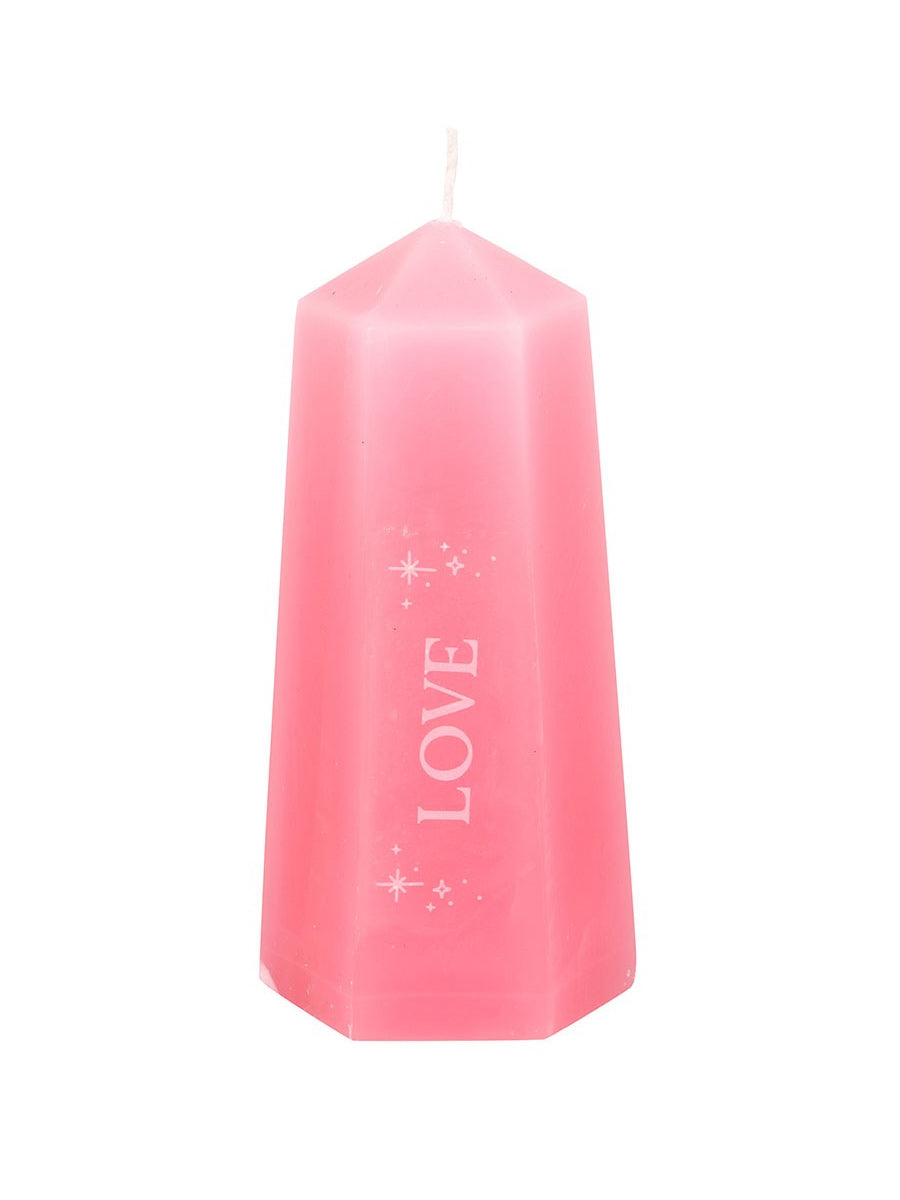 Love Crystal Candle with Rough Rose Quartz