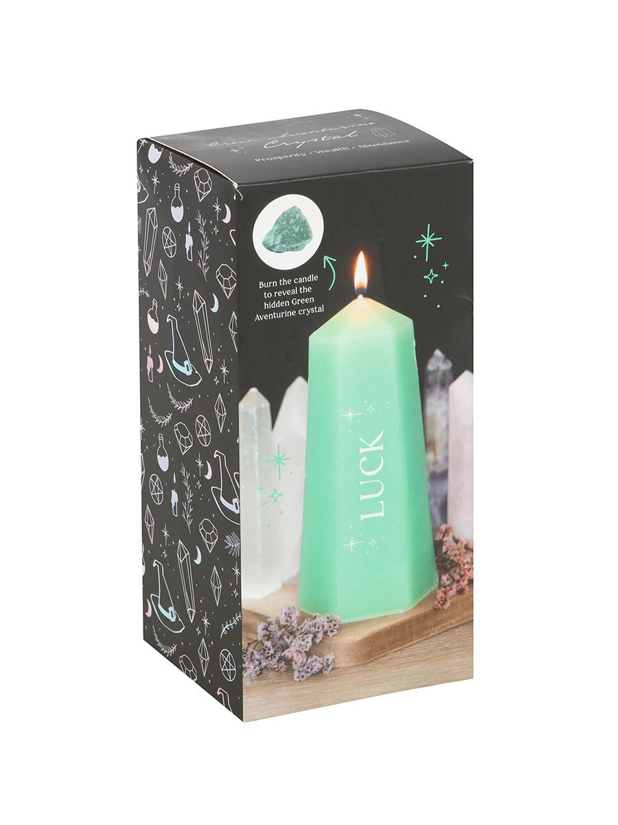 Luck Crystal Candle with Rough Green Aventurine