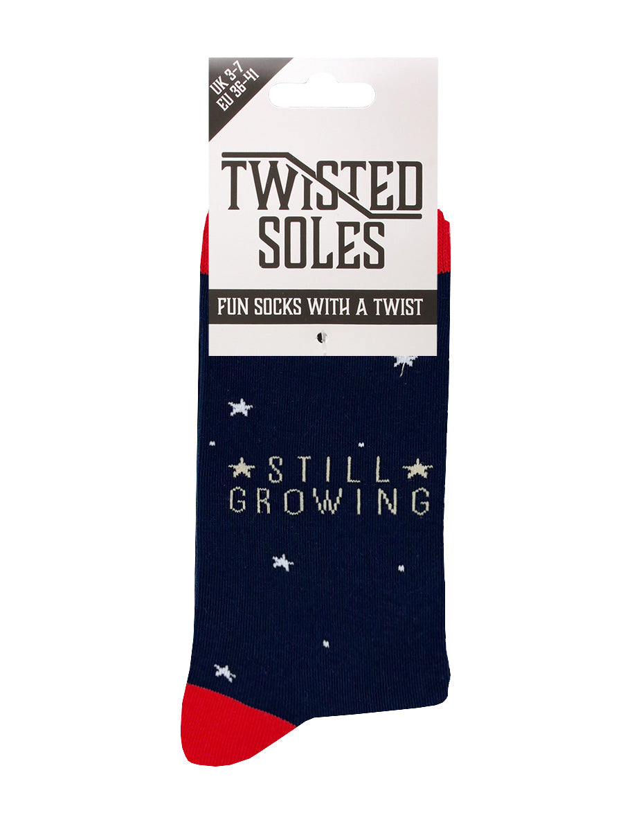 Twisted Soles Still Growing Novelty Adult Socks (1 Pair) Size UK 3-7