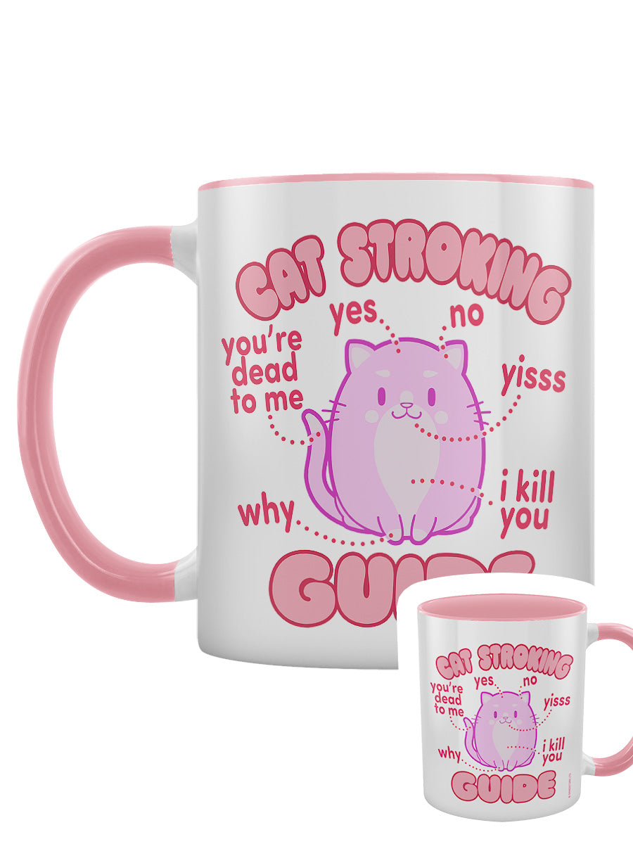 Cat Stroking Guide Pink Inner 2-Tone Mug