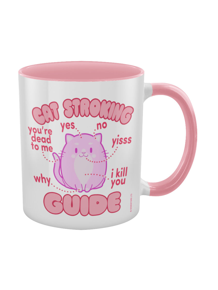 Cat Stroking Guide Pink Inner 2-Tone Mug