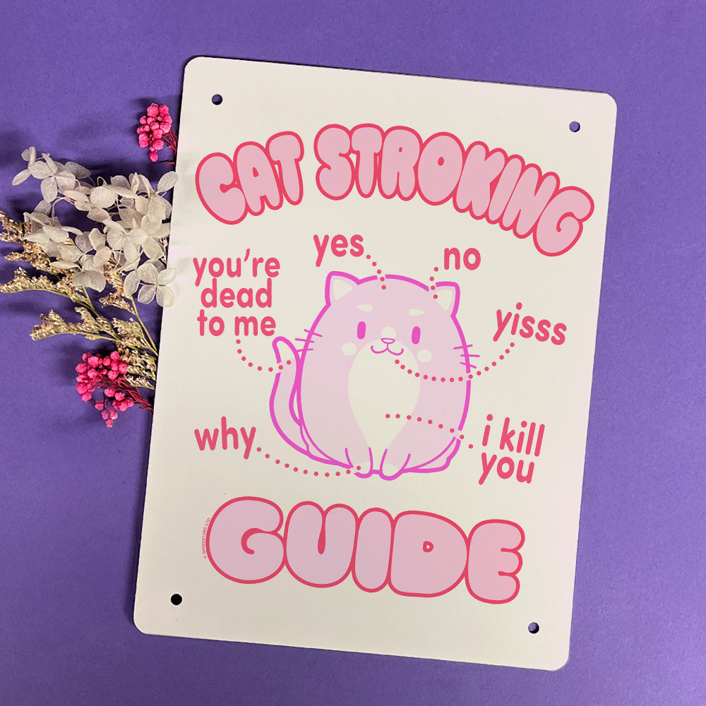 Cat Stroking Guide Mini Tin Sign