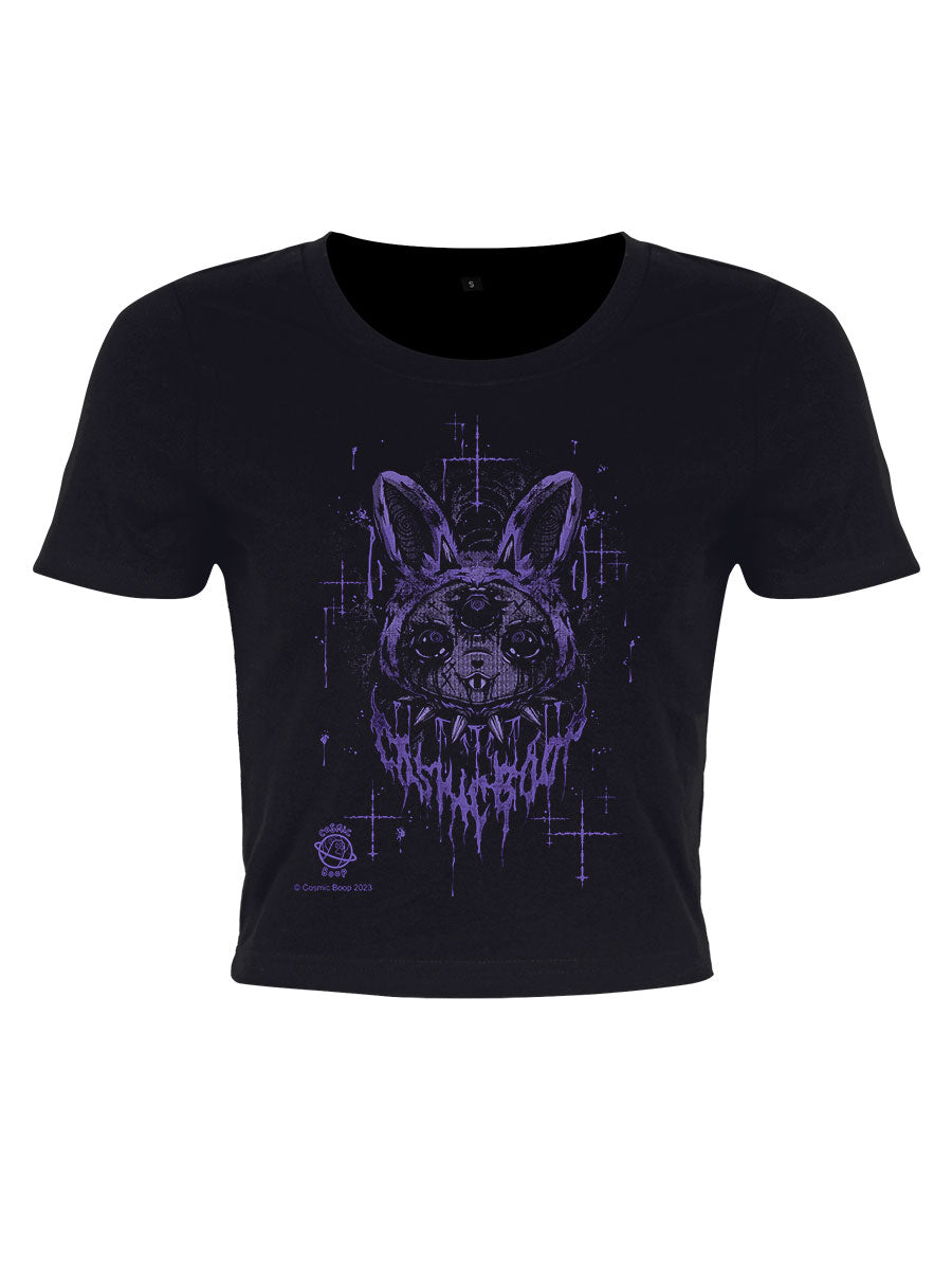 Cosmic Boop Boop Bunny Black Crop Top