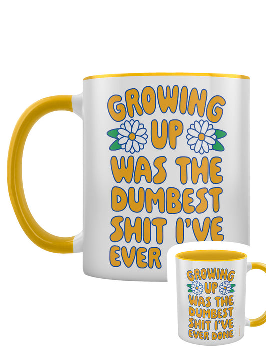 Growing Up Was The Dumbest Shit I've Ever Done Yellow Inner 2-Tone Mug