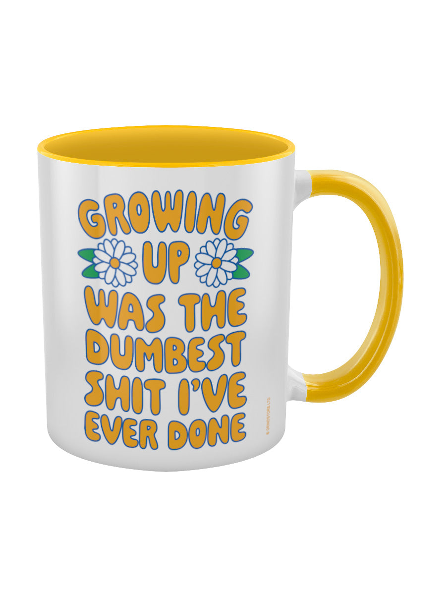Growing Up Was The Dumbest Shit I've Ever Done Yellow Inner 2-Tone Mug
