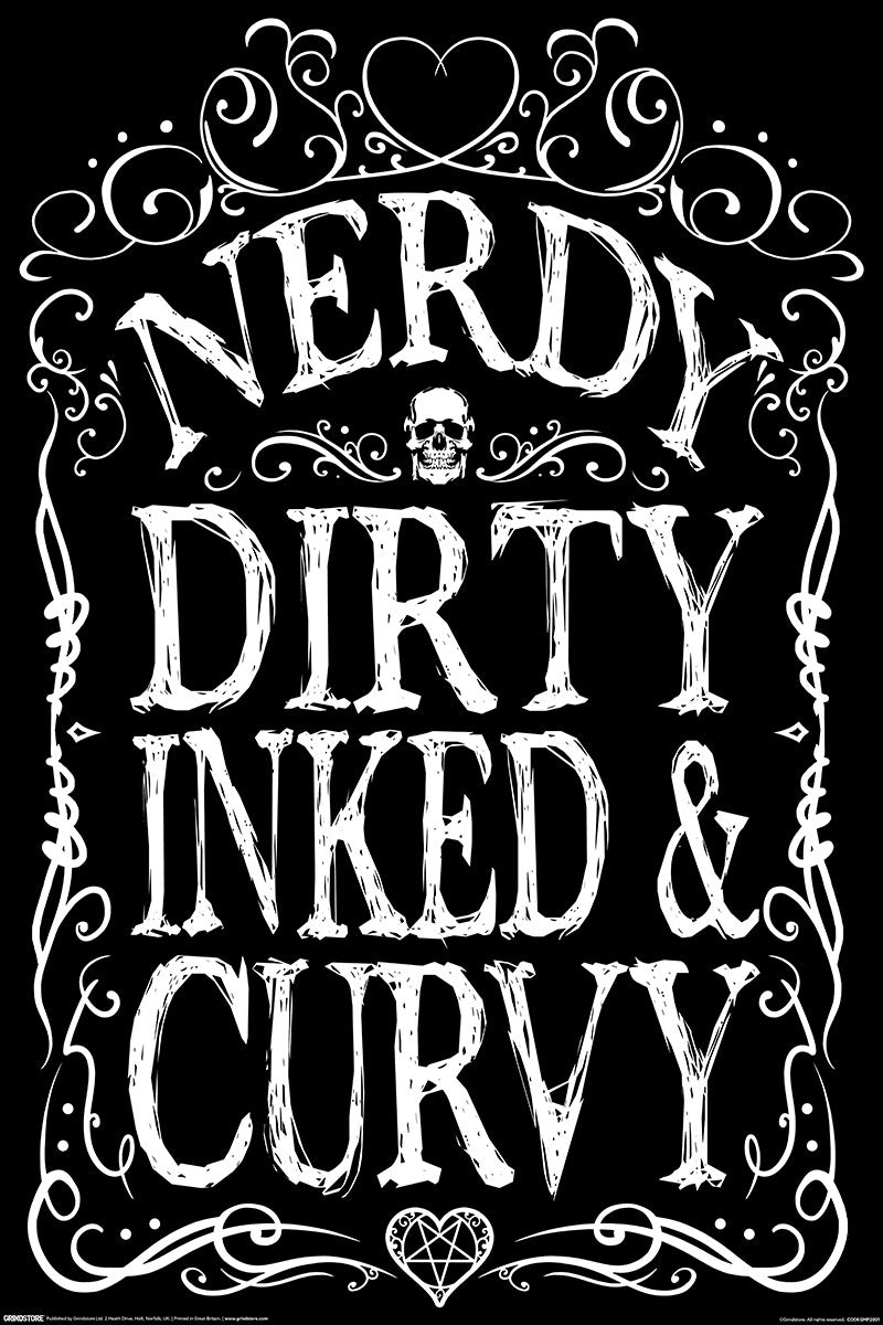 Canotta Da Donna Grindstore Nera | Con Stampa Nerdy Dirty Inked & Curvy | Gilet Morbido E Fluttuante