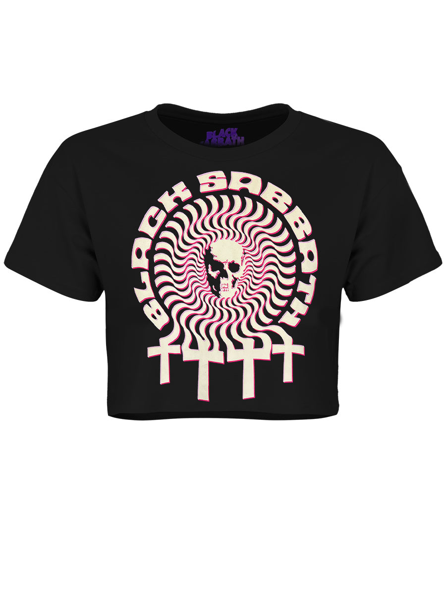 Black Sabbath Hypnotic Skull Ladies Black Crop Top