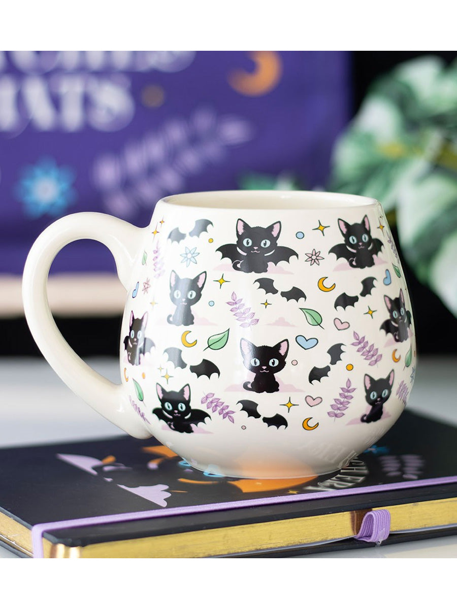 Cute and Creepy Cat Print Rounded Mug