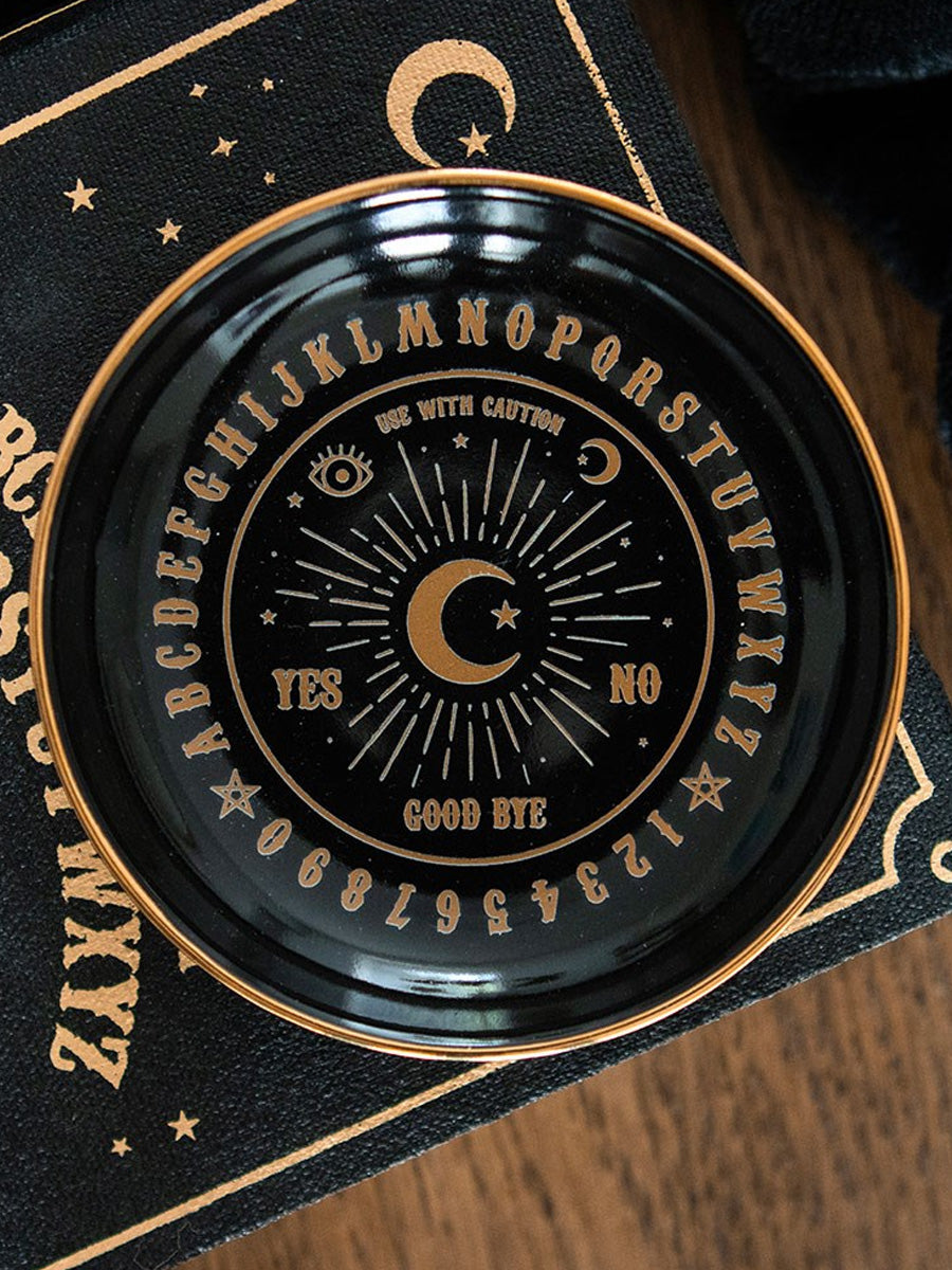 Round Black Talking Board Trinket Dish