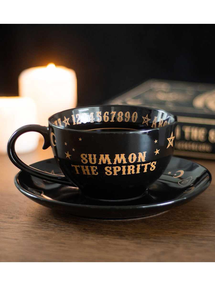 Black Talking Board Teacup and Saucer