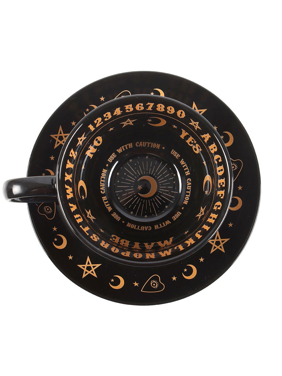 Black Talking Board Teacup and Saucer