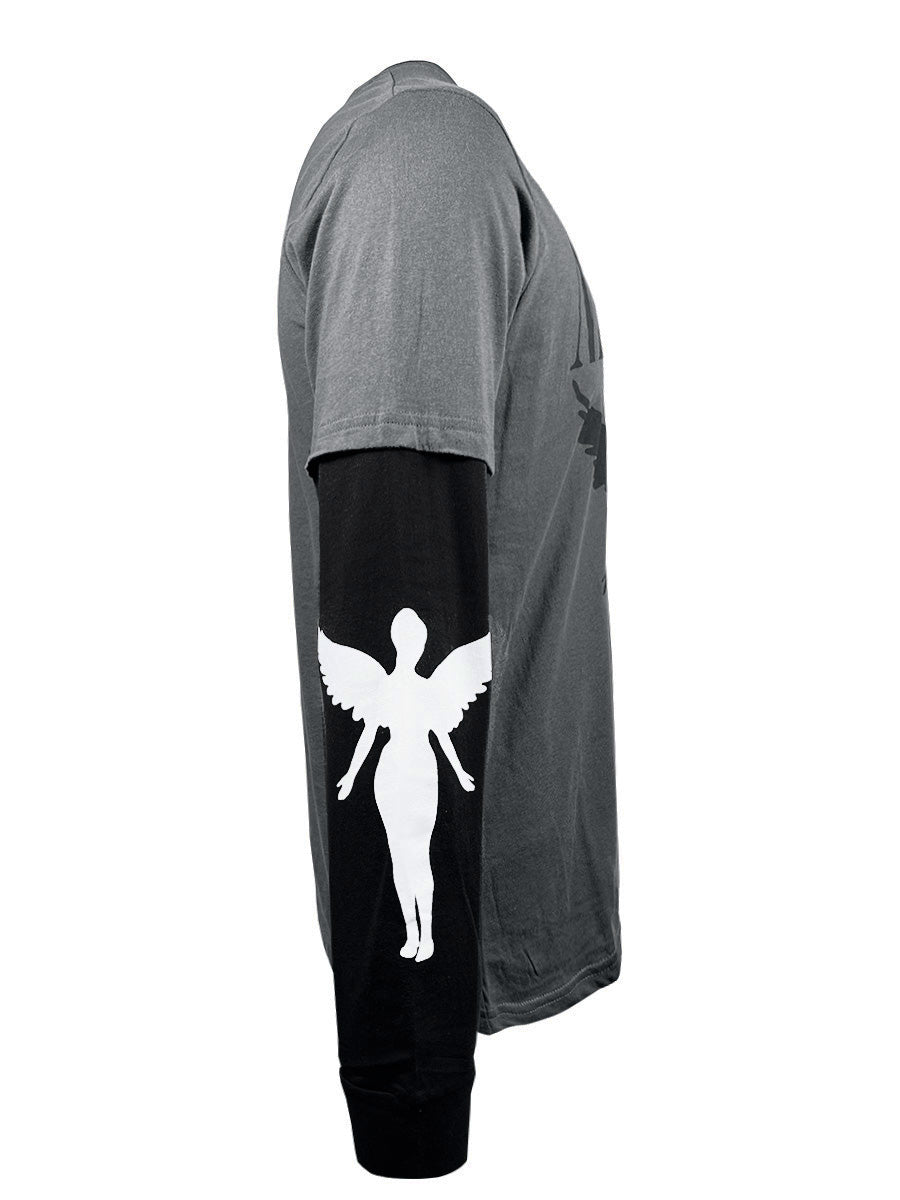 Nirvana In Utero Mono Men's Grey & Black Layered Long Sleeve T-Shirt