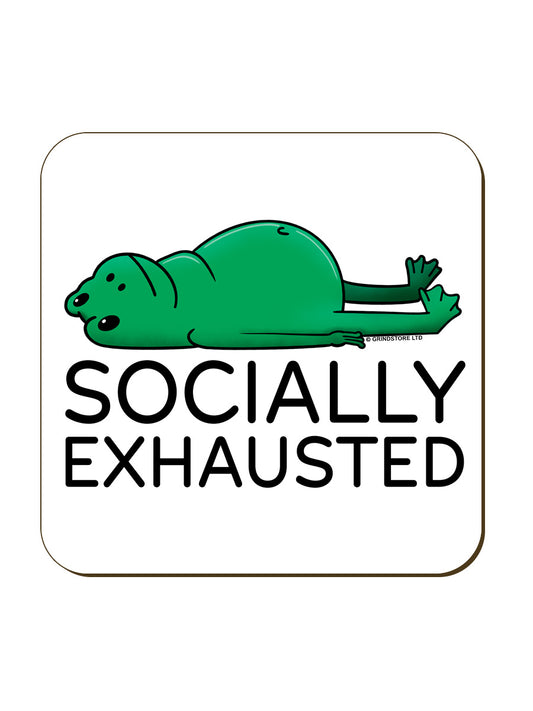 Socially Exhausted Frog Coaster