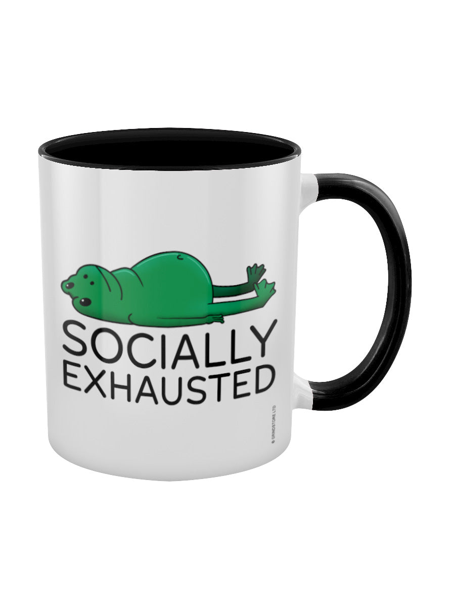 Socially Exhausted Frog Black Inner 2-Tone Mug